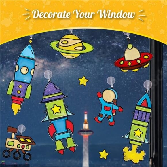 Window Art for Kids - Rocket | Suncatcher Kits for Kids, Arts and Crafts for Kid - Picture 5 of 7